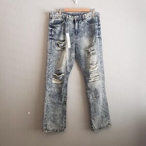 Blank NYC Jean Womens Size 31 The Galaxy Relaxed Straight Leg Distressed